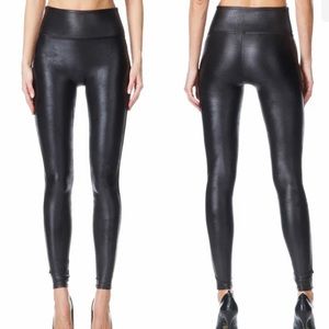 SPANX - Black Faux Leather Leggings NWT